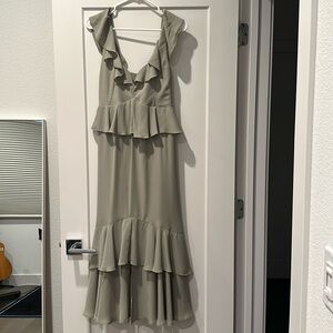 Show Me Your Mumu Reese Ruffle Dress in Moss Green - Size S